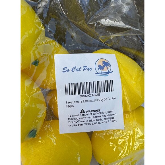 Artificial Lemons Fruit Decorative Display Decor 10 Pack Faux Fake Life Size - Picture 2 of 3